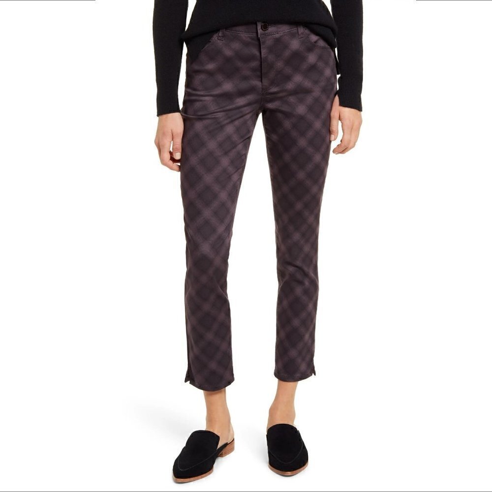 Wit & Wisdom high waist ankle skinny pants purple plaid ab-solution new 10